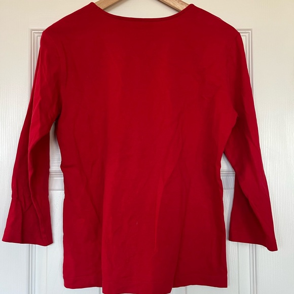 Chico’s Red Embellished 3/4 Sleeve Top – Size 1 (M/L) - Picture 2 of 3